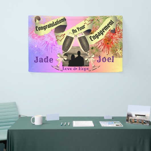 婚約パーティパーソナライズされた写真 横断幕 (トレードショー)