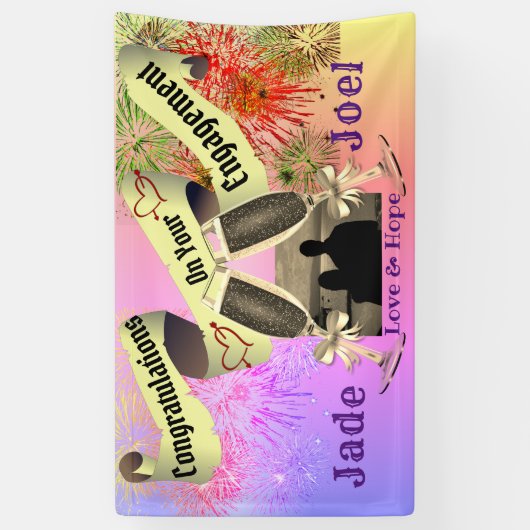 婚約パーティパーソナライズされた写真 横断幕 (縦)