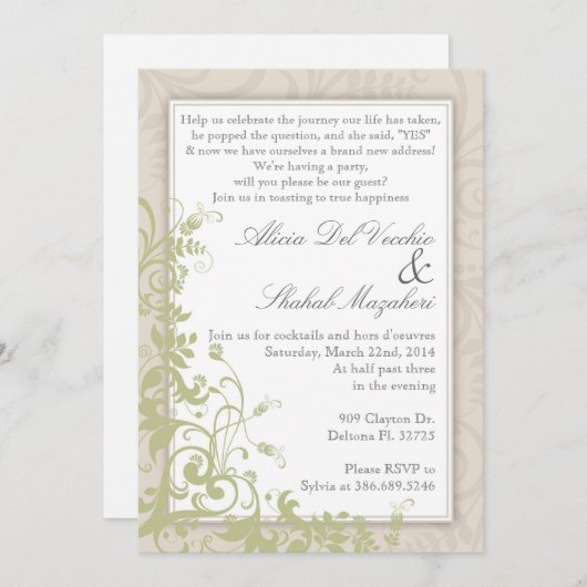 婚約パーティビンテエレガントージウエディング招待状 招待状 (正面/裏面)