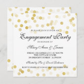 婚約パーティフェイクゴールドフォイルグリッターライト 招待状 (正面/裏面)