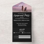 婚約パーティフォトサンセットビーチ背景 –  オールインワン招待状 (内側)