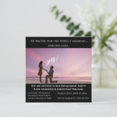 婚約パーティフォトサンセットビーチ背景 –  招待状 (スタンド正面)
