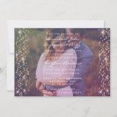 婚約パーティフォトパープルバイオレット金ゴールド 招待状 (正面)