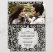 婚約パーティブラックナイトダマスクフォト招待状 招待状 (正面/裏面)