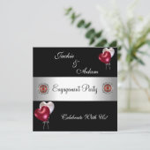 婚約パーティブラックレッドホワイトバルーン 招待状 (スタンド正面)