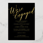 婚約パーティブラック金ゴールドタイポグラフィ 箔招待状 (正面)