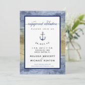 婚約パーティブルー金ゴールド水彩#Nautical 招待状 (スタンド正面)