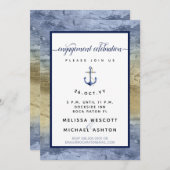 婚約パーティブルー金ゴールド水彩#Nautical 招待状 (正面/裏面)