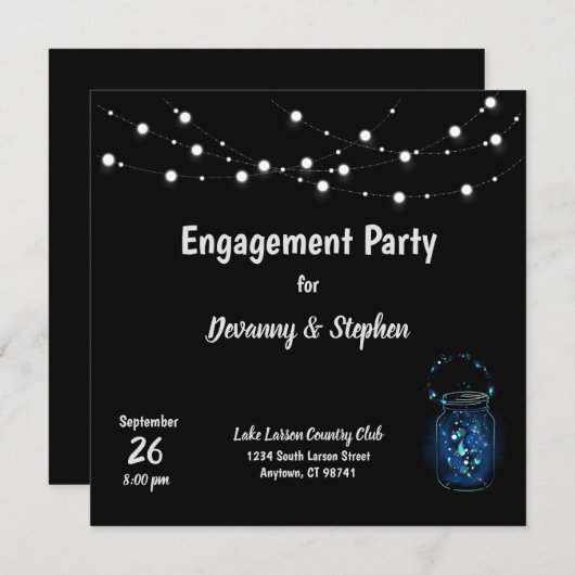 婚約パーティホタルナイトカスタム招待状 招待状 (正面/裏面)