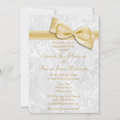 婚約パーティホワイトダマスクアンドボウフェイク 招待状 (裏面)