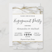 婚約パーティホワイト&金ゴールドマーブル招待状 招待状 (正面)