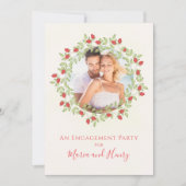 婚約パーティミニマリスト水カラーバラフローラ 招待状 (正面)