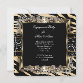 婚約パーティメタリックブロンズのゼブラ写真 招待状 (裏面)