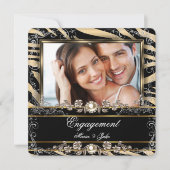 婚約パーティメタリックブロンズのゼブラ写真 招待状 (正面)