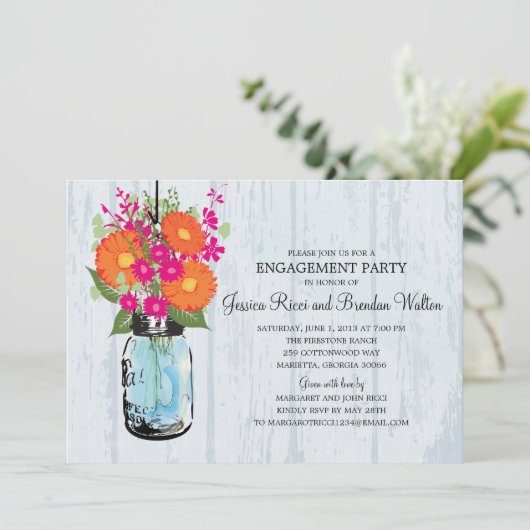 婚約パーティメ素朴イソンジャーガーベラデイジー 招待状 (スタンド正面)