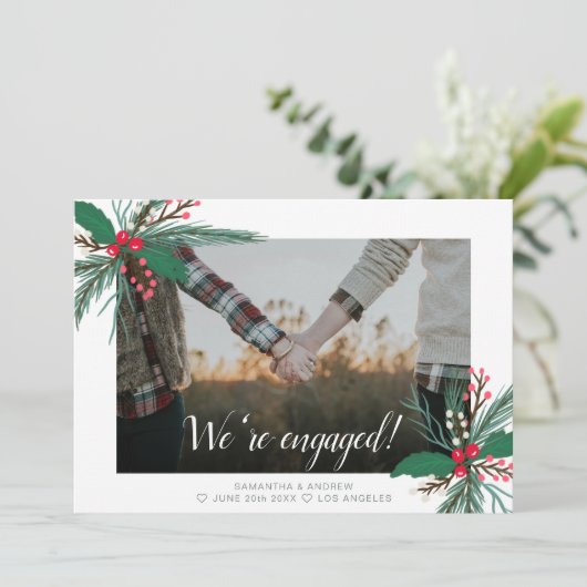 婚約パーティモダンのクリスマスのミスタントー写真 案内状 (スタンド正面)