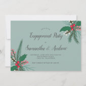 婚約パーティモダンのクリスマスのミスタントー写真 案内状 (裏面)