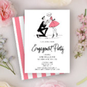 婚約パーティモダンタイポグラフィピンク手描き 招待状