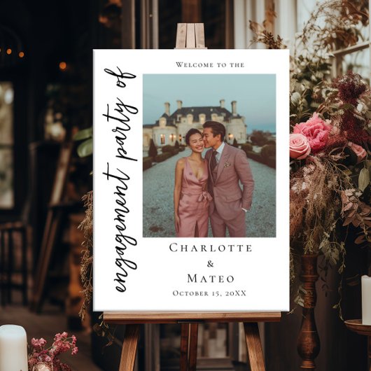 婚約パーティモダンフォトウェルカムポスター ポスター