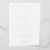 婚約パーティモダンリーフシルバー 箔招待状 (正面)