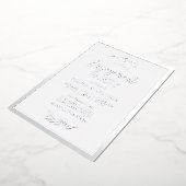 婚約パーティモダンリーフシルバー 箔招待状 (回転した状態)