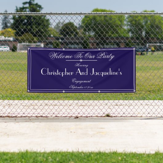 婚約パーティモダン名前をカスタムするシックウェルカム 横断幕 (インサイチュ)