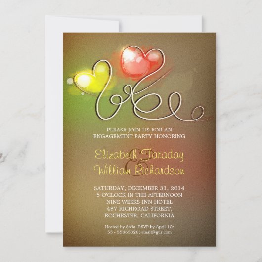 婚約パーティモダン招待 招待状 (正面)