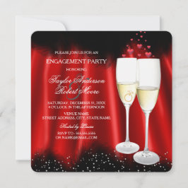 婚約パーティレッドブラックシャンパンリングや輪ハート 招待状