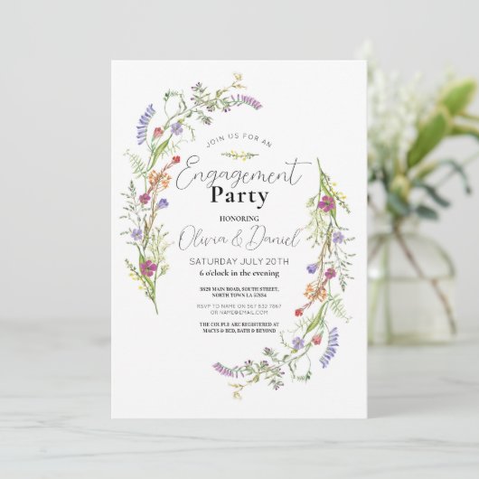 婚約パーティワイルドフラワーズフローラディティ 招待状 (スタンド正面)