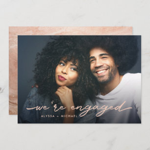 婚約パーティー 写真とバラのフェイク金ゴールドの戻り 招待状