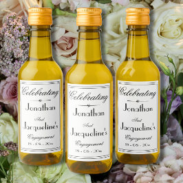 婚約パーティ優先の名前エレガントシンプル白 ワインラベル