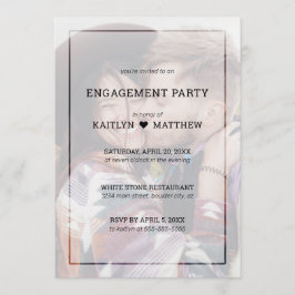 婚約パーティ写真ミニマリストBlackTypography 招待状