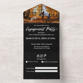 婚約パーティ写真 – 秋湖の背景 –  オールインワン招待状 (内側)