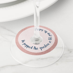 婚約パーティ彼は質問バラ金ゴールド ワイングラスタグ