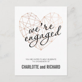 婚約パーティ招待バラ金ゴールド幾何学 インビテーションポストカード