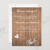 婚約パーティ招待ロマンチック自転車 インビテーションポストカード (正面/裏面)