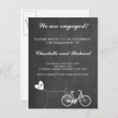 婚約パーティ招待ロマンチック自転車 インビテーションポストカード (正面/裏面)