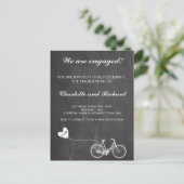 婚約パーティ招待ロマンチック自転車 インビテーションポストカード (スタンド正面)