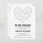 婚約パーティ招待幾何学ハート インビテーションポストカード (正面/裏面)