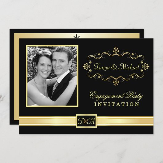 婚約パーティ招待状と写真 招待状 (正面/裏面)