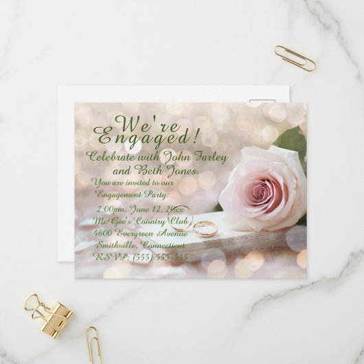 婚約パーティ招待状はがき インビテーションポストカード (正面/裏面インサイチュ)