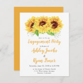 婚約パーティ招待状イエローサンフラワー 招待状 (正面/裏面)