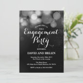 婚約パーティ招待状カード銀グリッター 招待状 (スタンド正面)