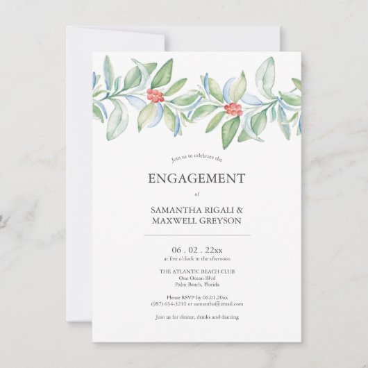 婚約パーティ招待状クリスマスグリーン 招待状 (正面)