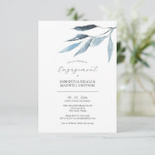 婚約パーティ招待状ダスティブルーボタニカル 招待状 (スタンド正面)