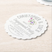 婚約パーティ招待状チケット ペーパーコースター (アングル)