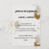 婚約パーティ招待状テンプレート、手書きe 招待状 (正面/裏面)