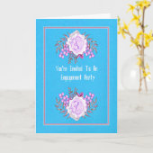 婚約パーティ招待状ブルーとバラ カード (黄色い花)