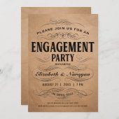 婚約パーティ招待状ヴィンテージScrollwork 招待状 (正面/裏面)