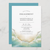 婚約パーティ招待状水彩海岸線 招待状 (正面/裏面)